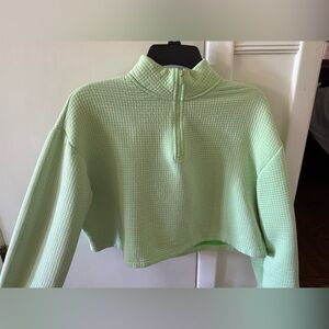 Nike lime green cropped quarter zip, XS